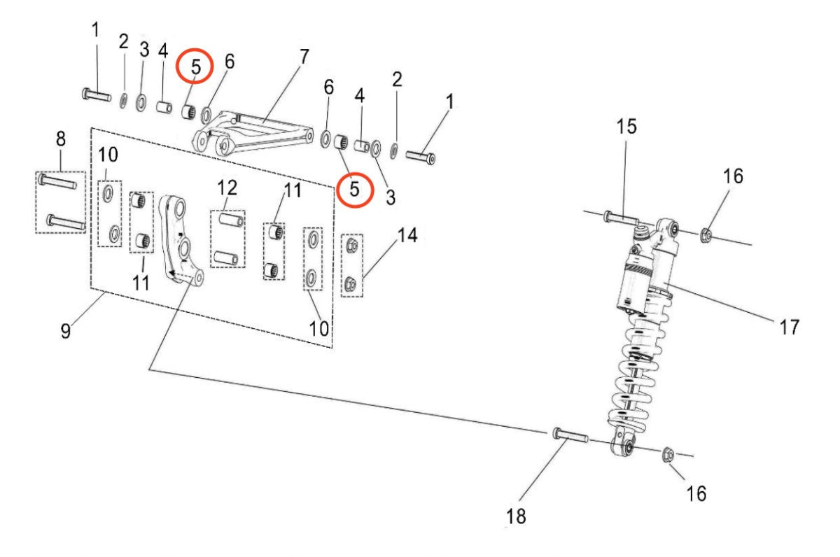 Light Bee Rear Shock Triangle Needle Bearing